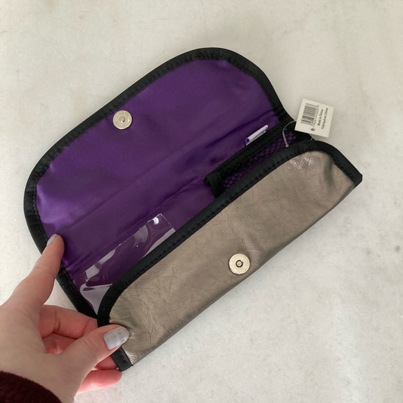 3/$20 - New! Murale pewter, black & purple makeup brush roll travel /purse size - Picture 3 of 4